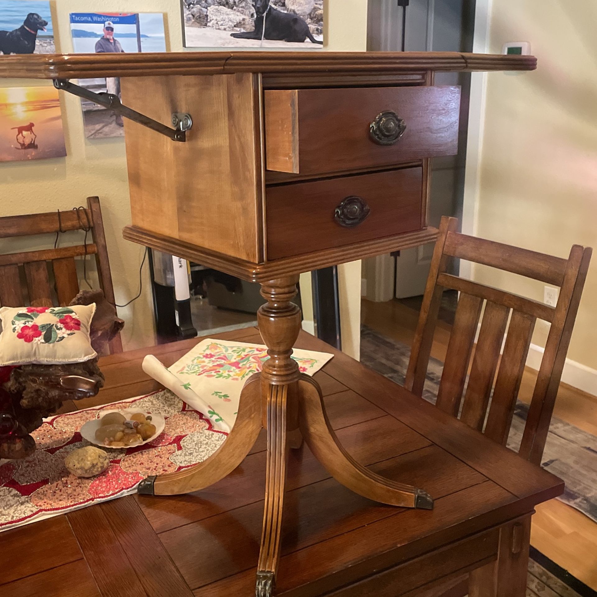Antique Clawfoot Telephone Table 