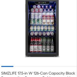 SIMZLIFE 17.5 W 126 Can Black Freestanding Beverage Cooler