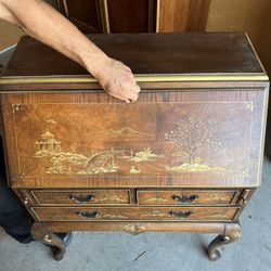 Drop-Front Secretary Desk with Asian Motif
