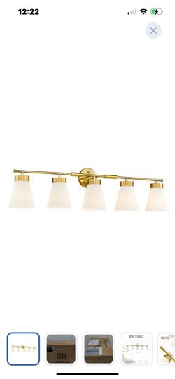 “New” Light brushed 5 light(41”) vanity light  fixture(Frosted white glass)