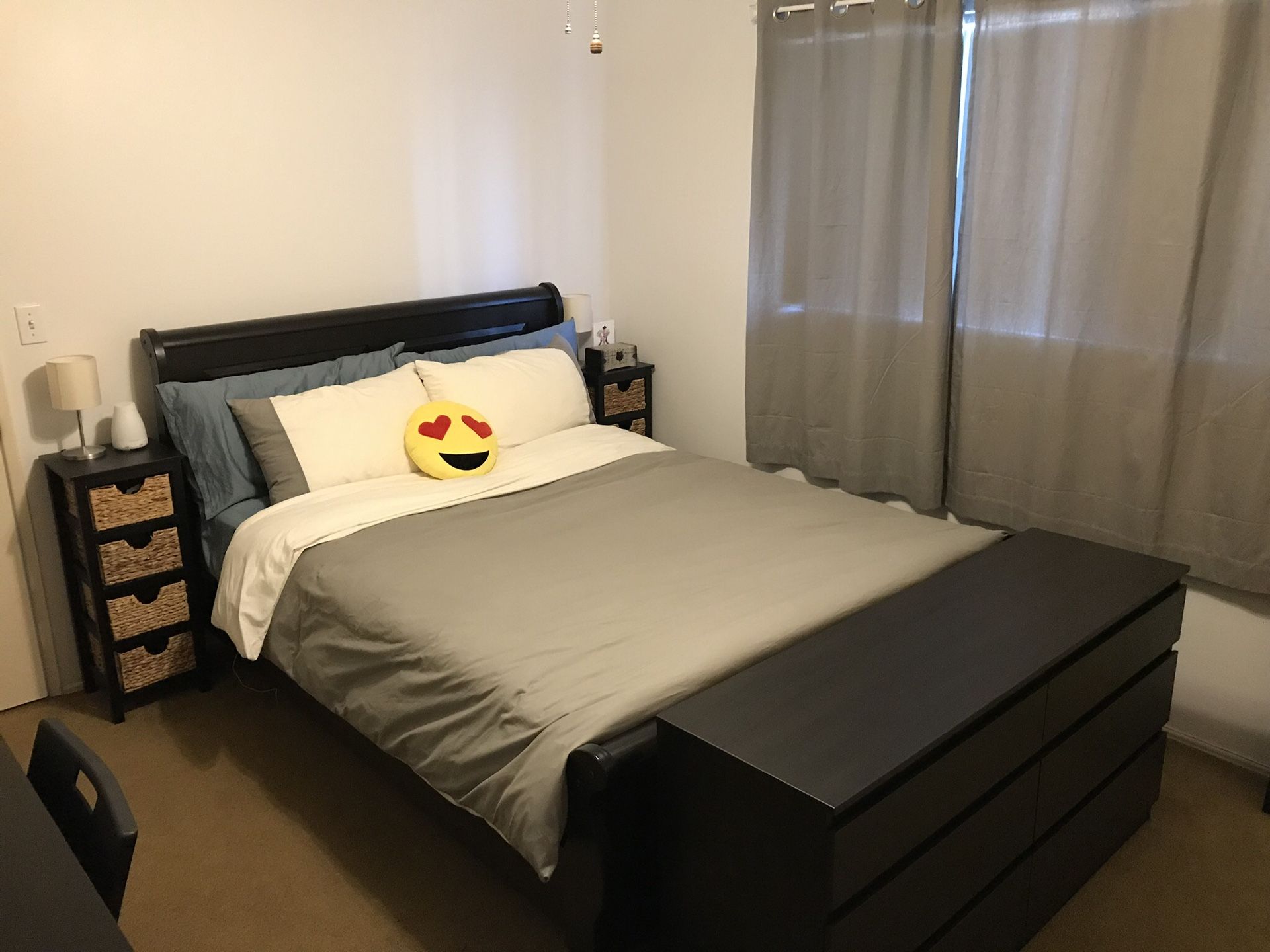 Ikea Queen sleigh bed HASSELVIKA bed frame only