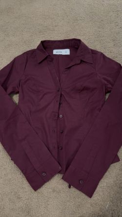 Hollister Maroon Long Sleeve Button Up