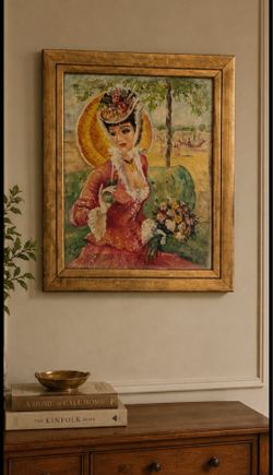 “La Dame au Jardin” — Original Parisian Romantic Portr