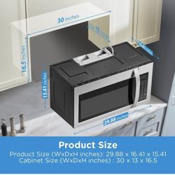 Midea MOR17BSA-SS 1.7 Cu.ft. Over The Range Microwave Oven with Smart Touch Panel