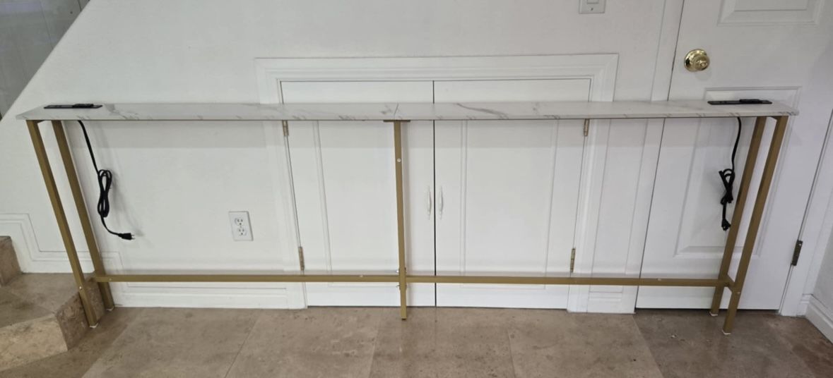 Brand New 70" Console Table With Charging Station & Plug Ins 