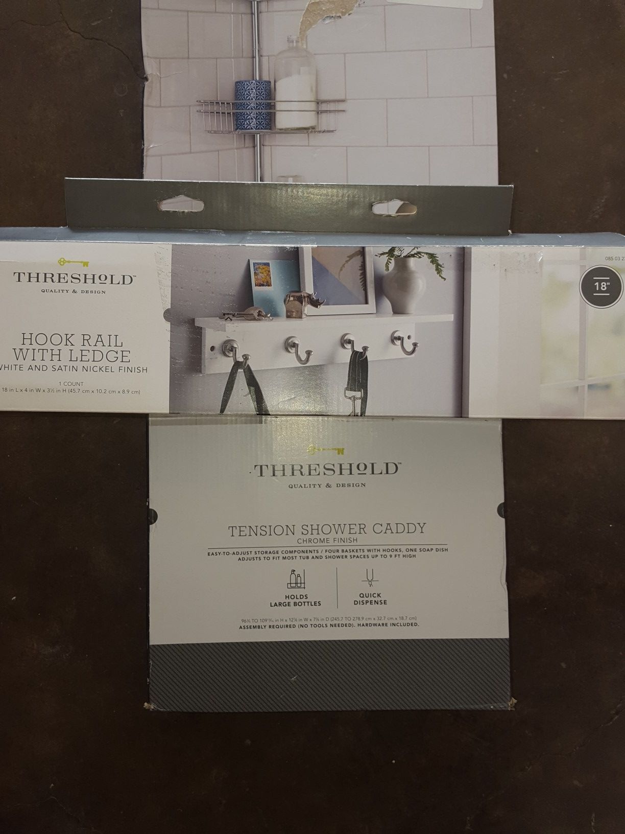 Threshold SHOWER CADDY & HOOK RAIL W/ LEDGE