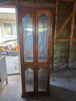 Oak curio cabinet