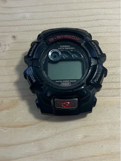 Vintage Casio G-Shock timepiece model G-2110, which runs on Casio's internal Module 2276, highly recognizable for its rugged black resin bezel & its b