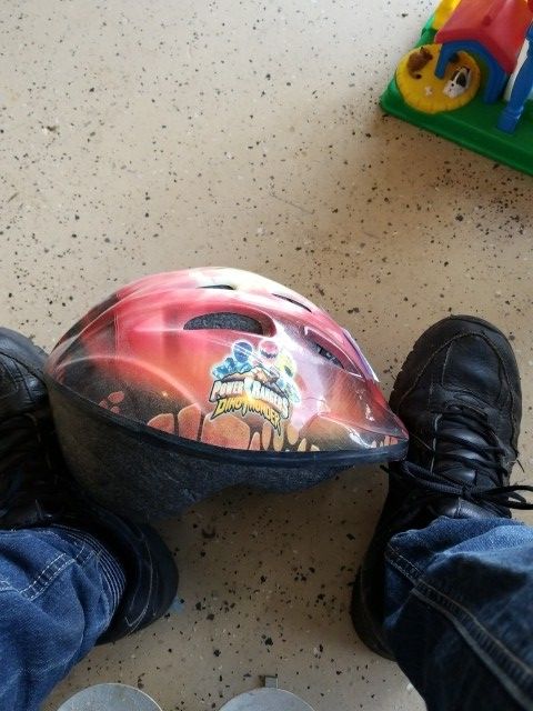 Power ranger kids bike helmet.