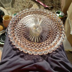 Anchor Hocking 14inch. Pink Depression Glass Round Serving Platter