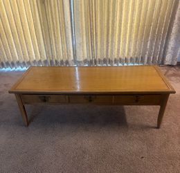 Vintage Wood Coffee Table with Drawers