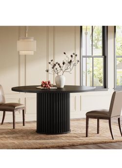 Contemporary Black Wood Grain Kitchen Table (47 inch) – Solid Black
