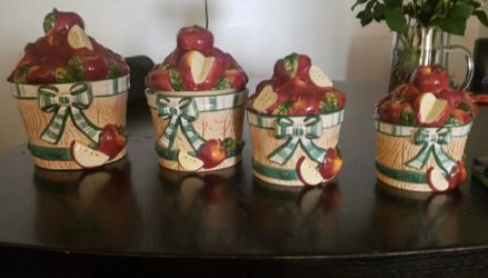 Vintage Ceramic kitchen canisters Apple motif