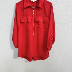Michael Kors Red Blouse Size Large
