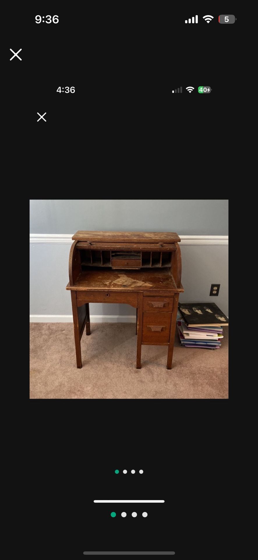 Antique solid, wood kid desk