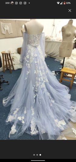 Boho Wedding Dress Dusty Purple/Blue Grey