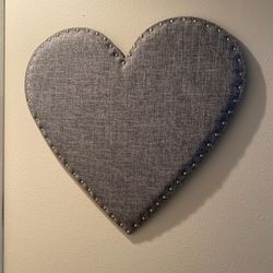 Bulletin Board- Gray Fabric Heart 