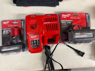 Milwaukee M18 6.0 + M12 5.0 Battery & Rapid Charger