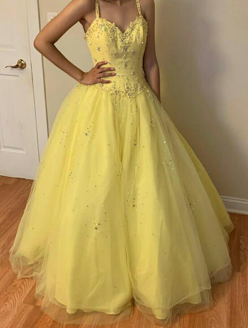 Vizcaya by Mori Lee Quinceañera Prom Dress Yellow Embroidered Lace on Tulle