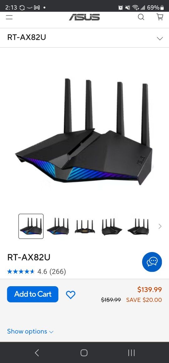 ASUS RT-AX82U (AX5400) Dual Band WiFi 6 Extendable Gaming Router