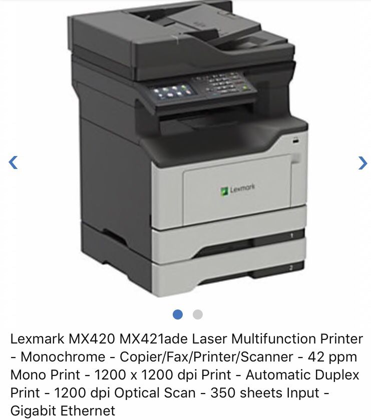 Lexmark MX421 MFP Laser Printer and 1 Extra HY Cartridge, 1year manufacturer warranty (sold as combo) for Sale in Los Angeles, CA - OfferUp