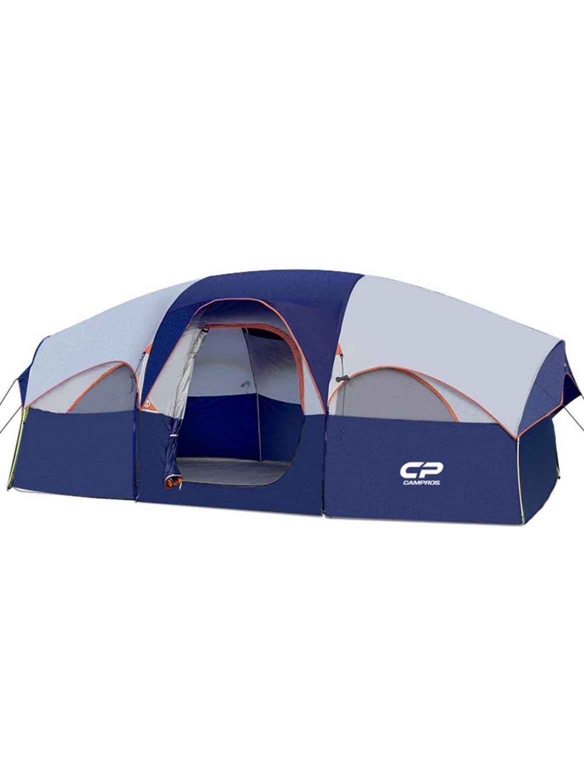 Signs of Use 8 Person Camping Tent, Weather Resistant Family Tent, 5 Large Mesh Windows, Double Layer, Divided Curtain for Separated Room, Portable wi