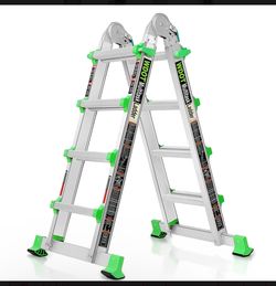 Ladder, Extension Ladders for Home Stairs 14 Ft, 4 Step Multi Position A Frame Ladder with Stabilizer Bar, Compact Folding, 330 lbs Telescopic Aluminu