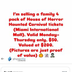 House Of Horror At Miami International Mall 4 Tickets $50 Total