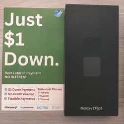 SAMSUNG GALAXY Z FLIP 5 5G UNLOCKED.   FREE SMARTWACH/ HEADPHONES. PAY $1 TODAY  REST IN  PAYMENTS.  NO  CREDIT NEEDED  FINANCING 