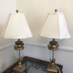 2 Gold And Cream Fancy Lamps