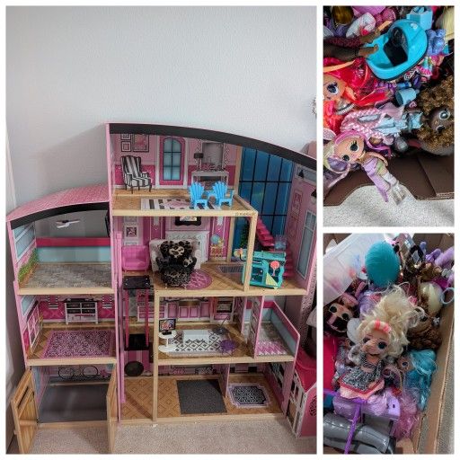 Dollhouse And Lot Of Dolls