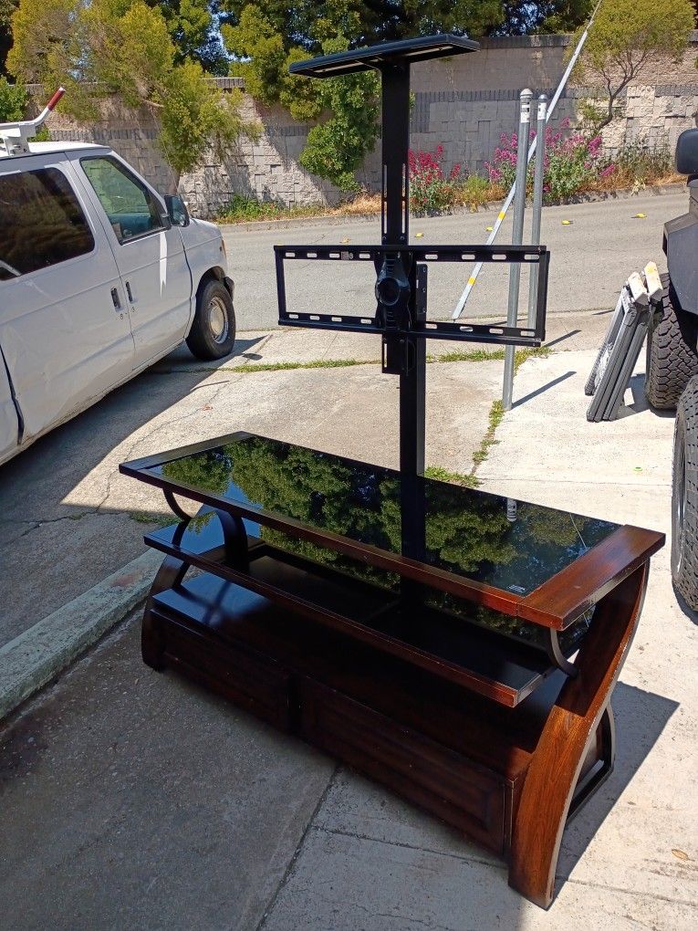 Wooden TV Stand With Mount, Storage Drawers