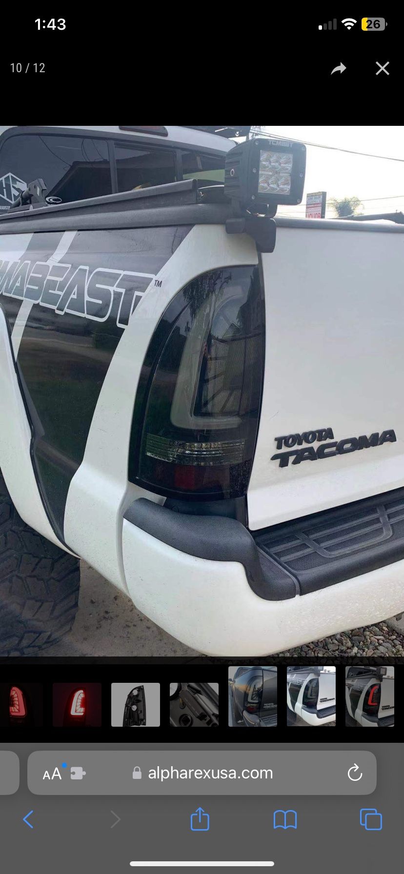 Black LED Tail Lights For 2005-2015 Toyota Tacoma