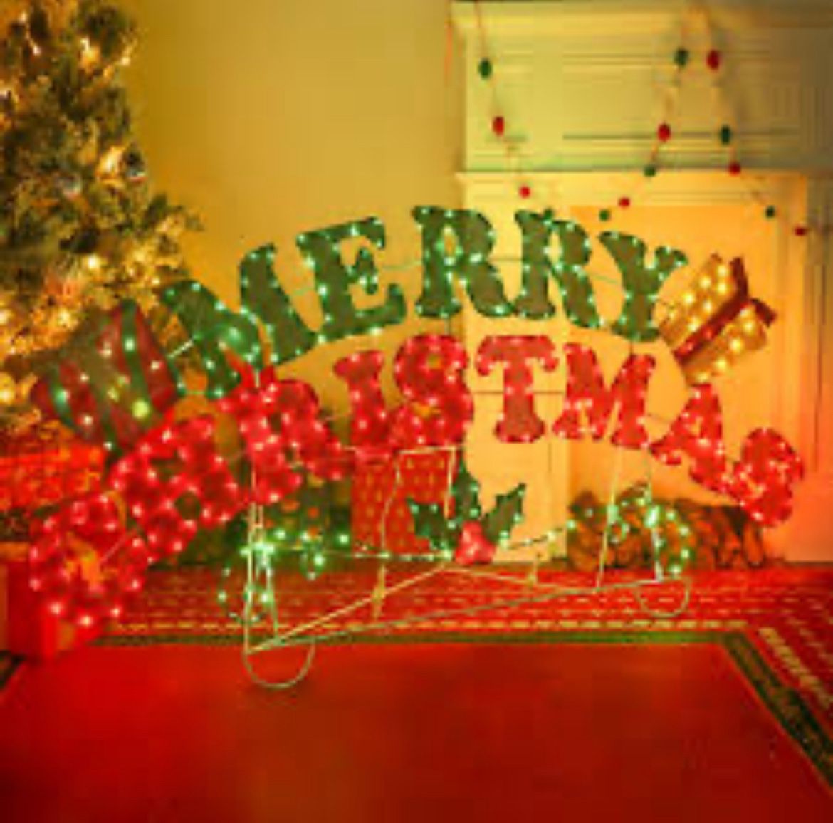 Starfree 30.01-in Hanging Merry Christmas Yard decoration with Multicolor LED Lights