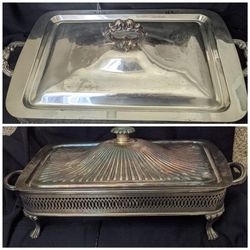 Silver Serving Stand Holiday Dinner Tray With Lid Holds 2 Liter Casserole Dish Not Included