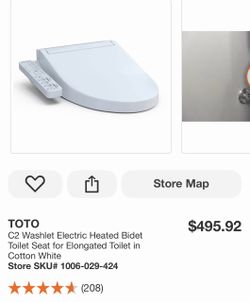 TOTO C2 Washlet Electric Heated Bidet Toilet Seat for Elongated Toilet in Cotton White