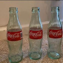 Set of 3 Vintage Coca Cola Glass Bottles