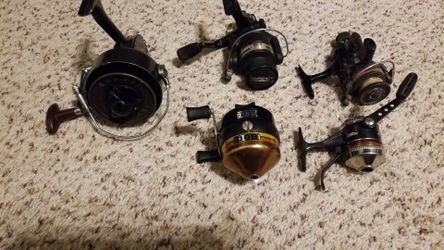 Five fishing reels