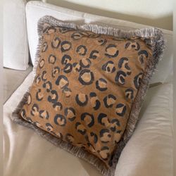 Large Handpainted Cheetah Print Throw Pillow Floor Cushion
