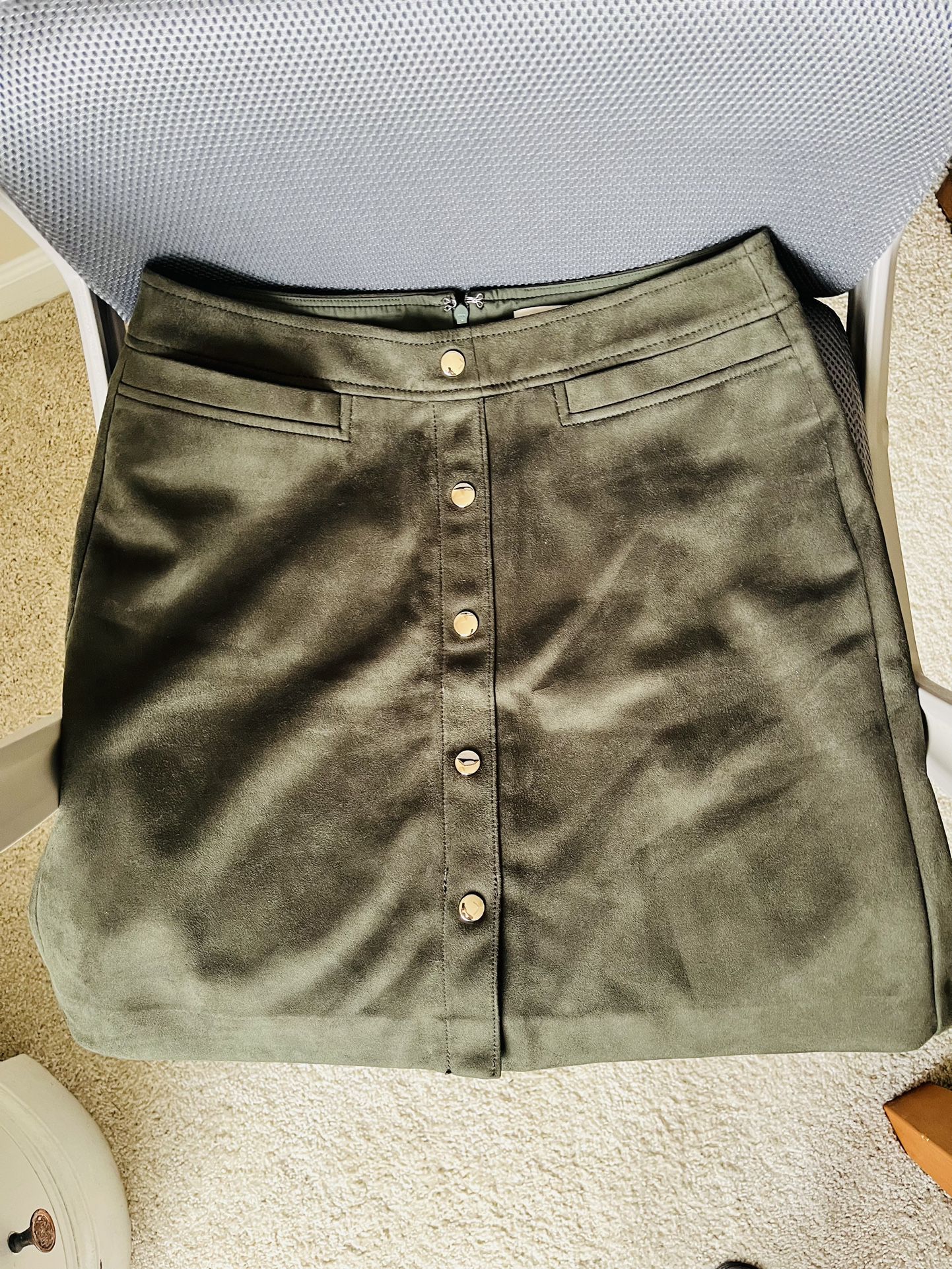 Dark Green Suede Skirt