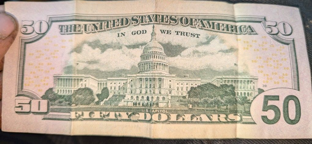 Collector's Item US 50 Dollar Bill Unique Serial Number Quad 2s