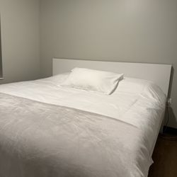 IKEA King Sized White Bed + Bedframe + Mattress 