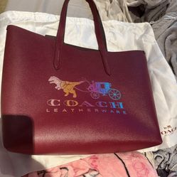 Coach Rexy & Carriage Glitter Highline Tote Bag (Red)