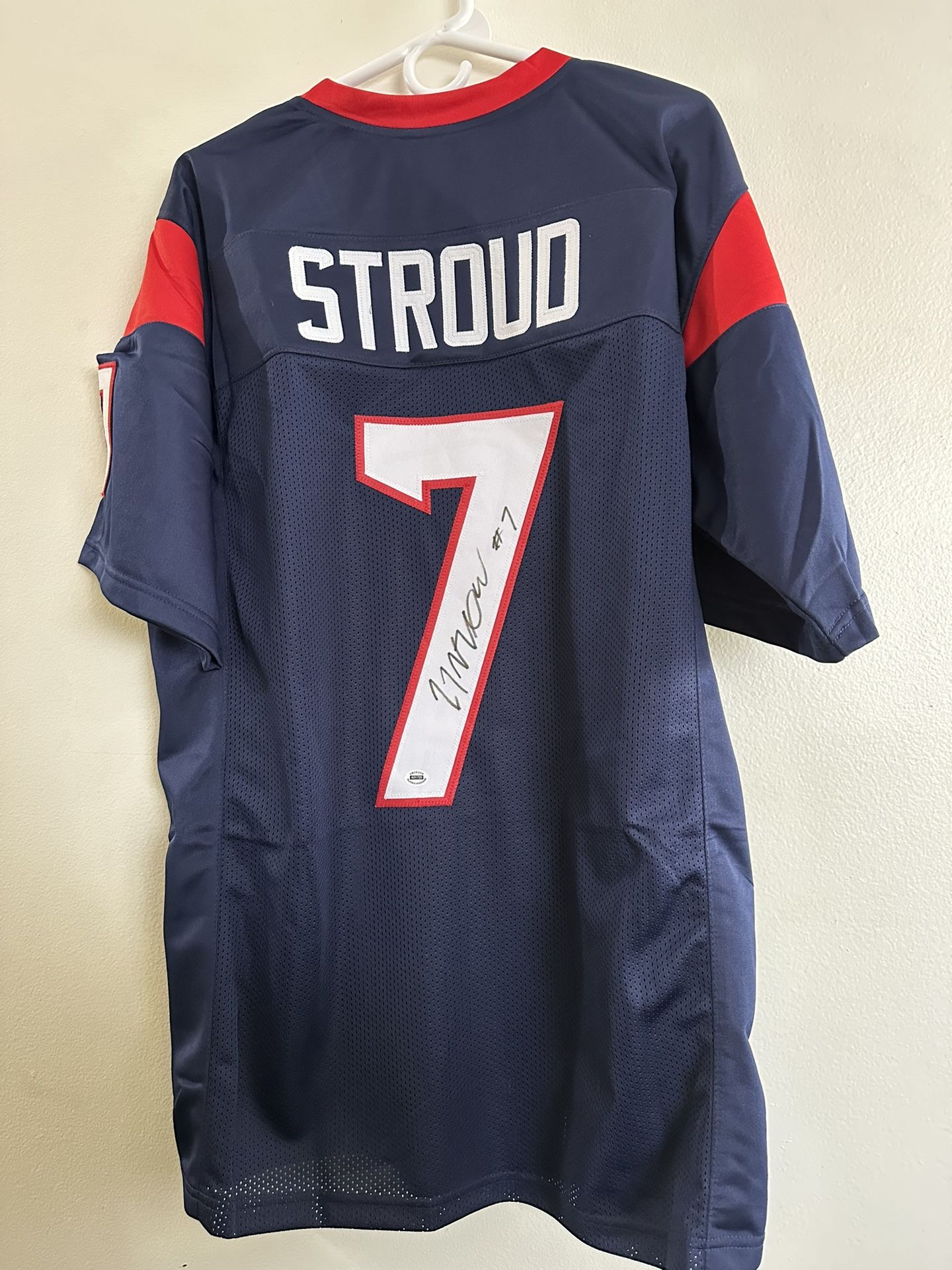 CJ STROUD SIGNED HOUSTON TEXANS AUTOGRAPHED CUSTOM FOOTBALL JERSEY w/COA XL 767