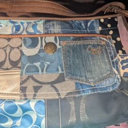 Coach Denim Patchwork Shoulder Bag