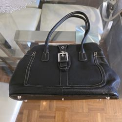 Exceptional Mila Paoli Genuine Black Pebble Leather Shoulder Bag