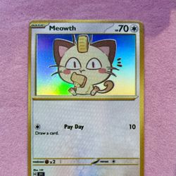Meowth – Cozy Snack Time Holographic Pokémon Card ✨