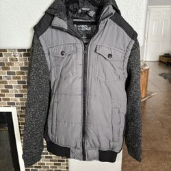 Men’s HARD EDGE Gray And Black Jacket With Hood 