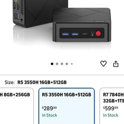C4 Dual Nic Mini PC, Ryzen 5 3550H (Beat N95/N100/N150), Mini Computers, 16GB DDR4 512GB M.2 NVMe SSD, Mini Desktop PC 4K Triple Display, WiFi-5, BT-5