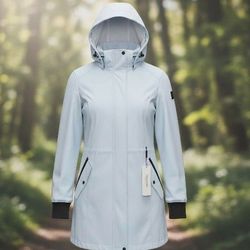 Calvin Klein Women's Softshell Raincoat, Powder Blue, 